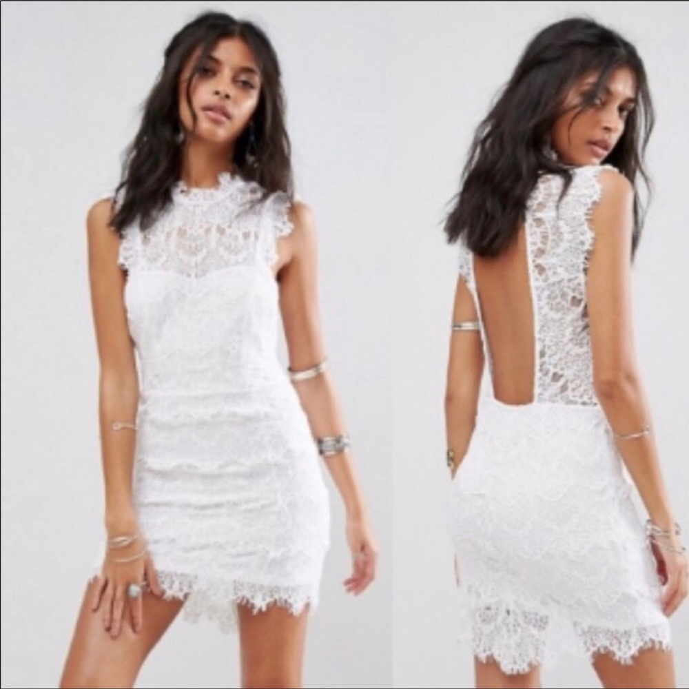 Free People Day Dream Cora Bodycon Lace Mini dress White NWT Size M